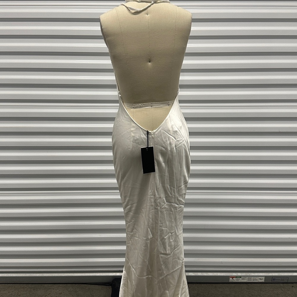 Retrofete Eve Crystal Halter Low Back Maxi Gown White - Picture 6 of 9
